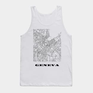 Map of Geneva Switzerland Minimalist Line Drawing Tank Top